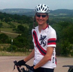 Chas biking to Burnet